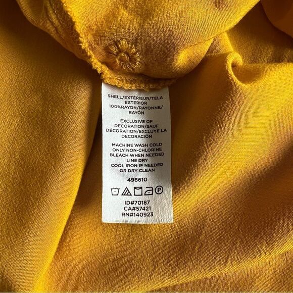 Loft Yellow Floral Embroidered Tie Front Blouse - Picture 9 of 9